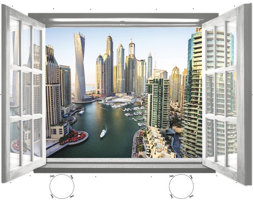Wonderbaar Fotobehang vlies Raam met uitzicht over Dubai 201x145 cm kopen bij WA-76